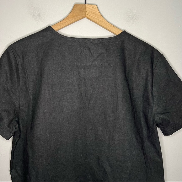 Unknown New York Short Sleeve Linen Blend Hi Low Zipper Sheath Dress in Black S - Picture 5 of 7